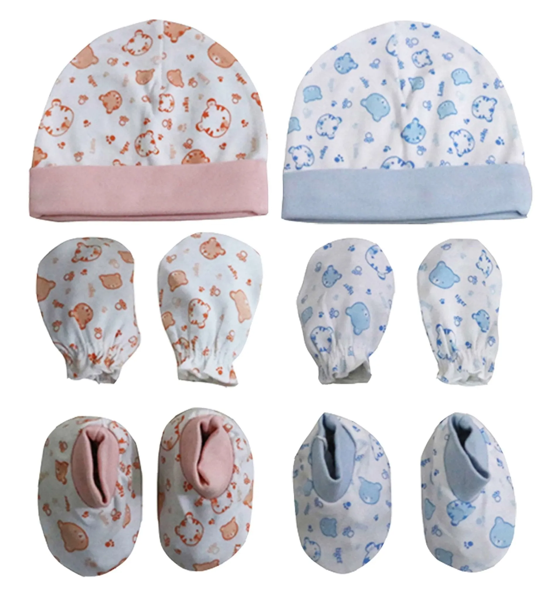 Newborn booties mittens cap set pack of 4 pair & 2 pcs ( 0-6 months )