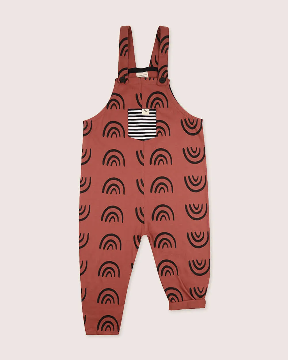 No Rain No Rainbow Print Dungarees