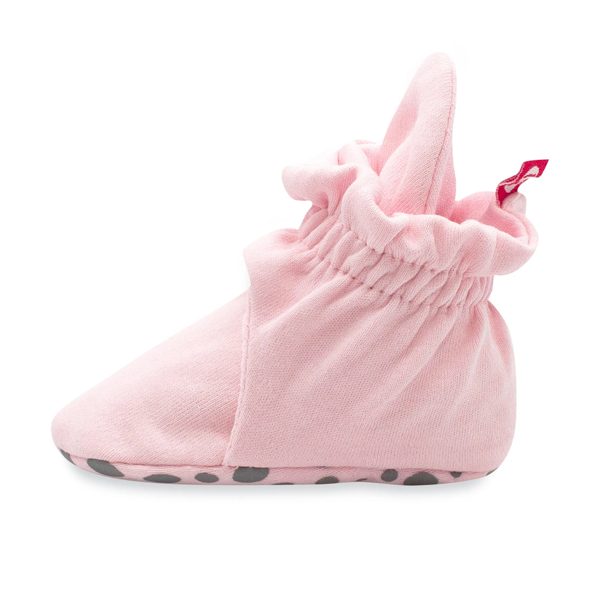 Organic Cotton Gripper Baby Bootie - Baby Pink