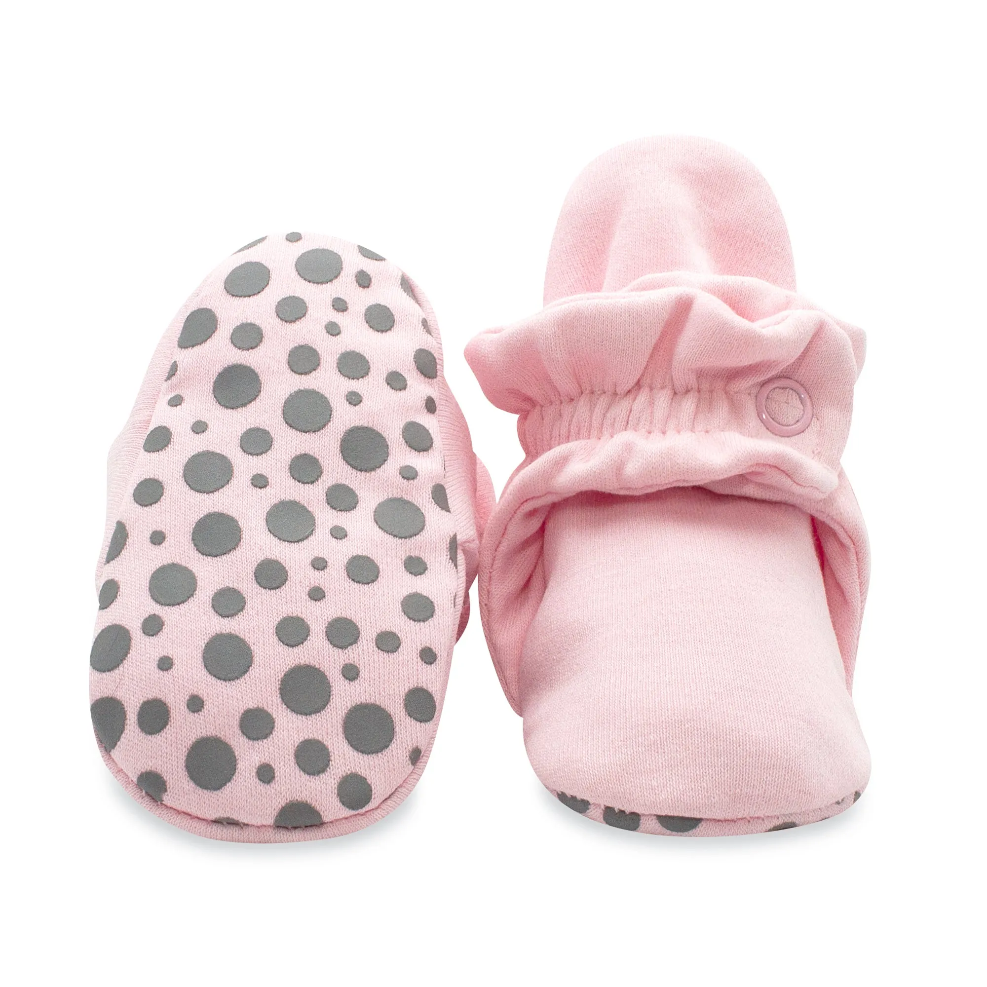 Organic Cotton Gripper Baby Bootie - Baby Pink