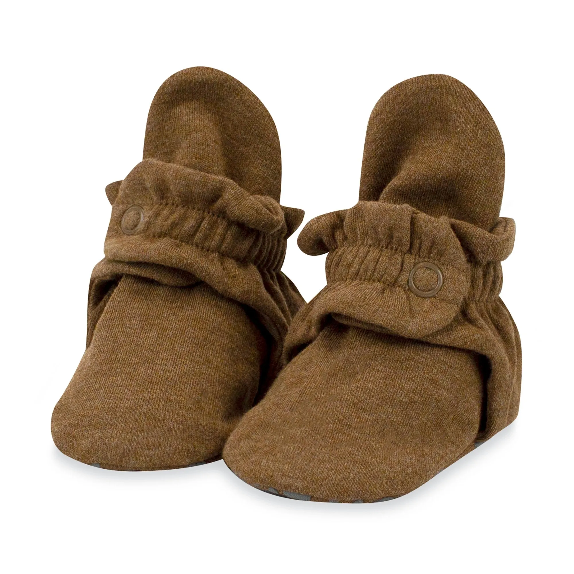 Organic Cotton Gripper Baby Bootie - Heather Mocha