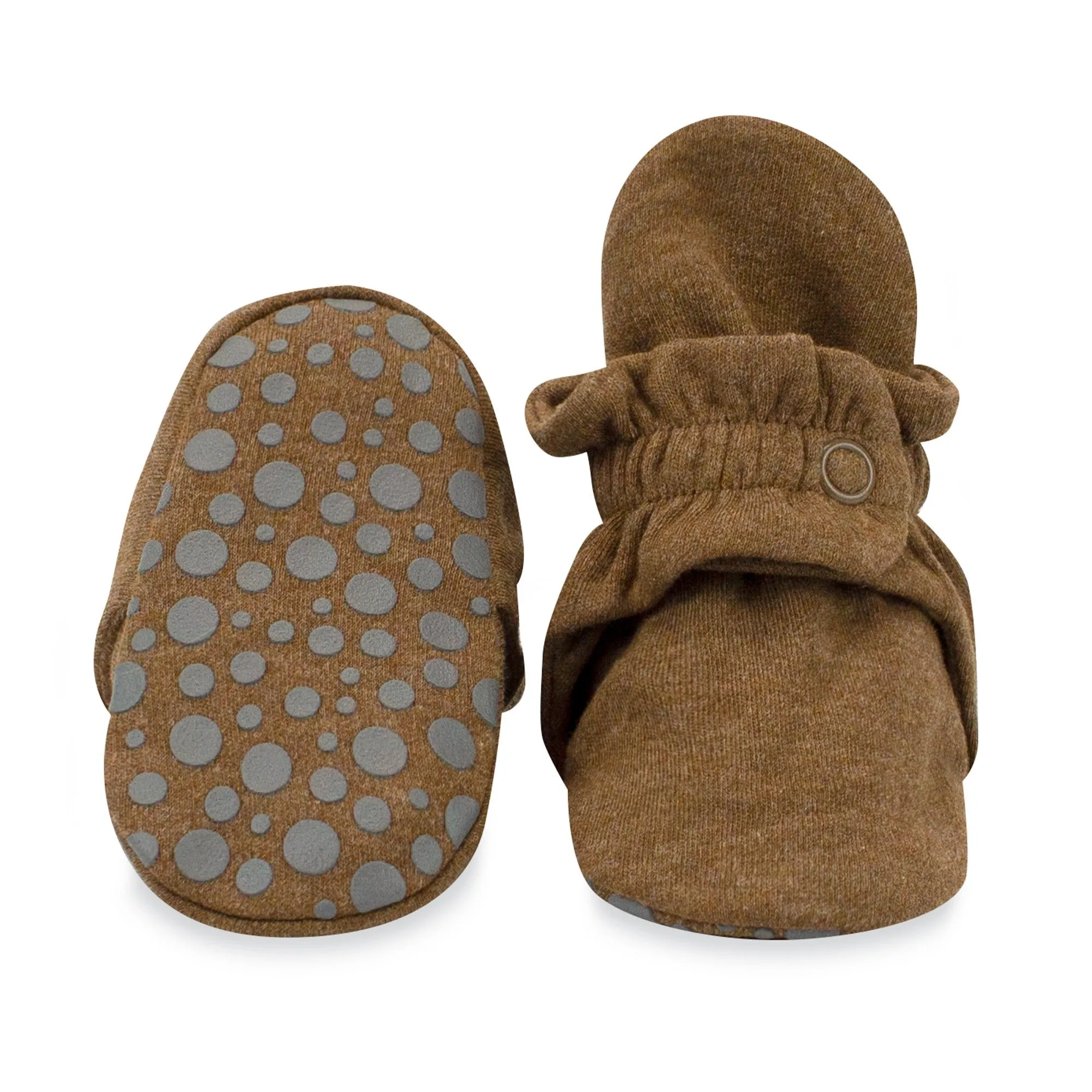 Organic Cotton Gripper Baby Bootie - Heather Mocha