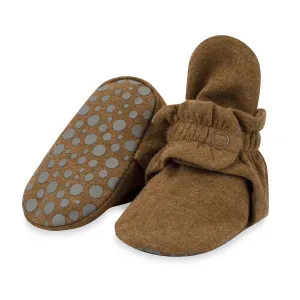 Organic Cotton Gripper Baby Bootie - Heather Mocha