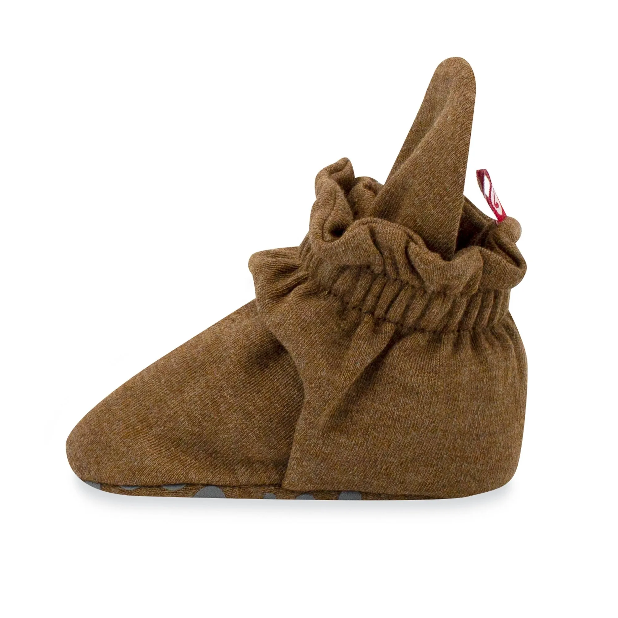 Organic Cotton Gripper Baby Bootie - Heather Mocha