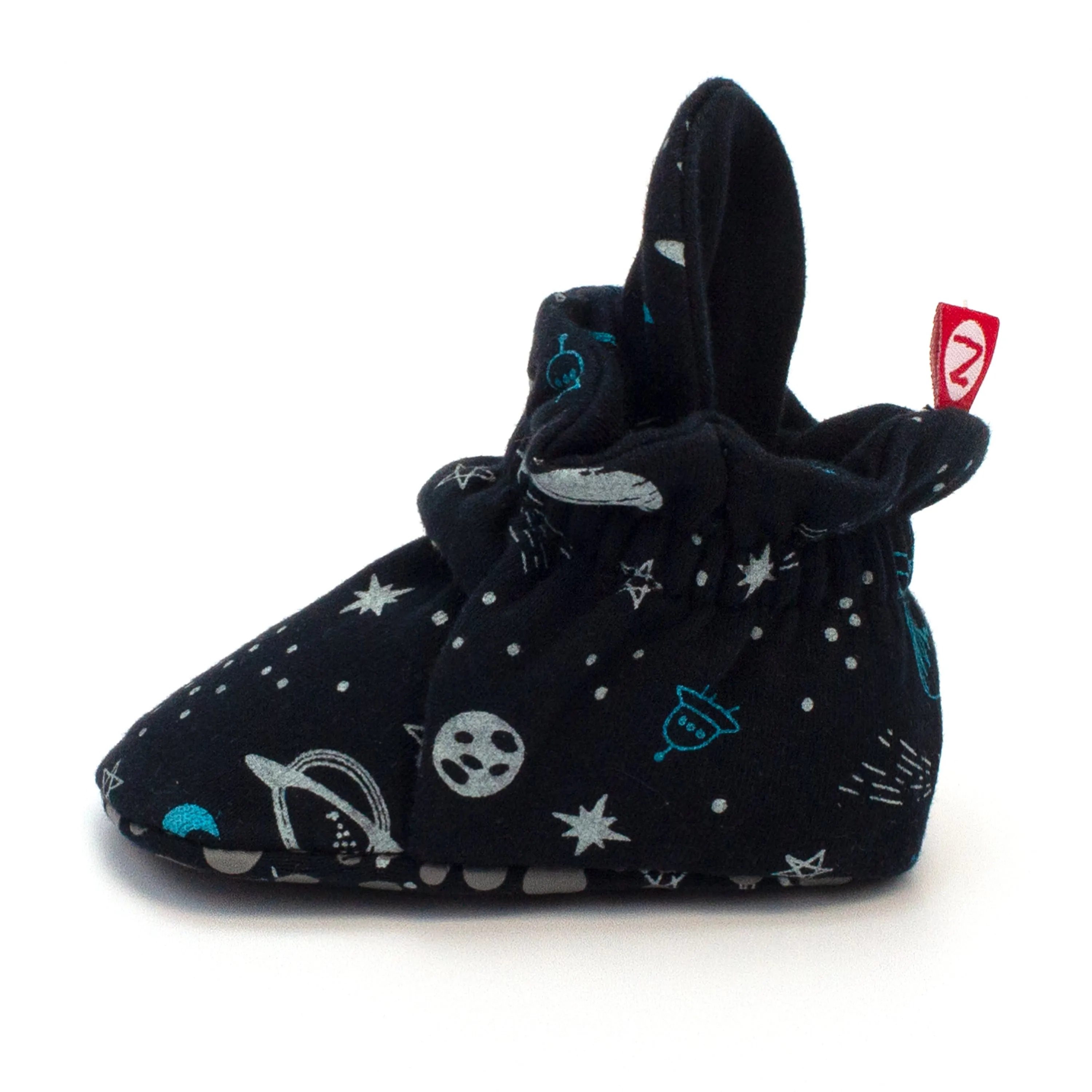 Outer Space Organic Cotton Gripper Baby Bootie