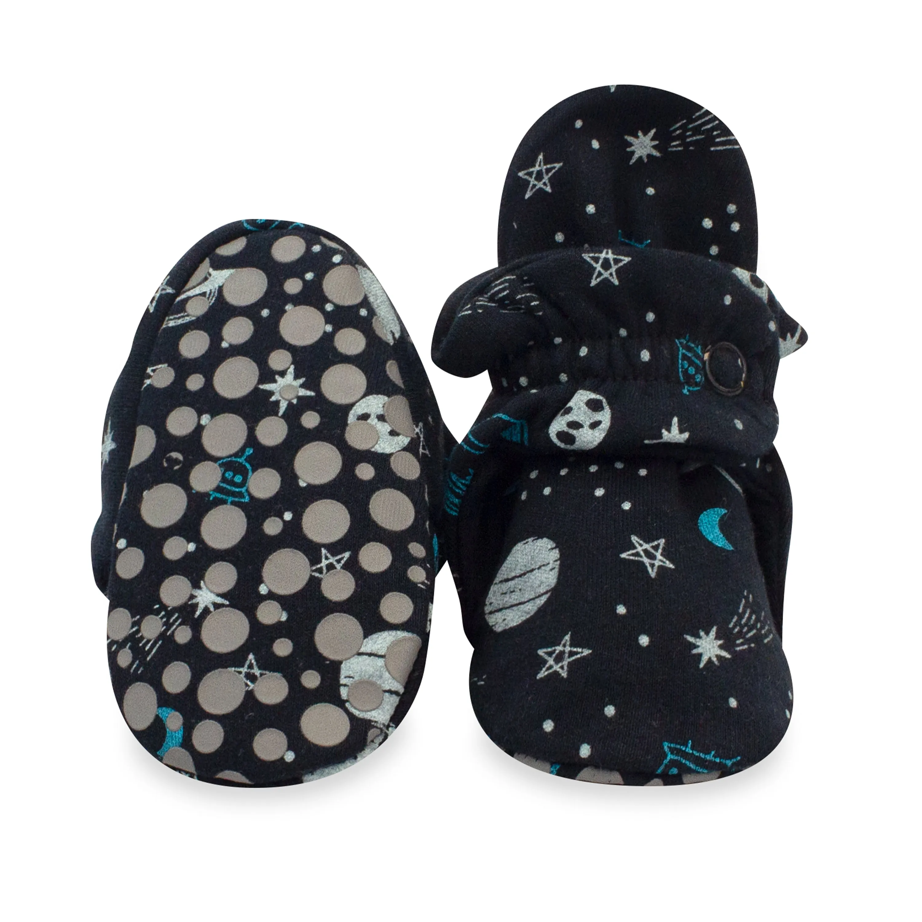 Outer Space Organic Cotton Gripper Baby Bootie