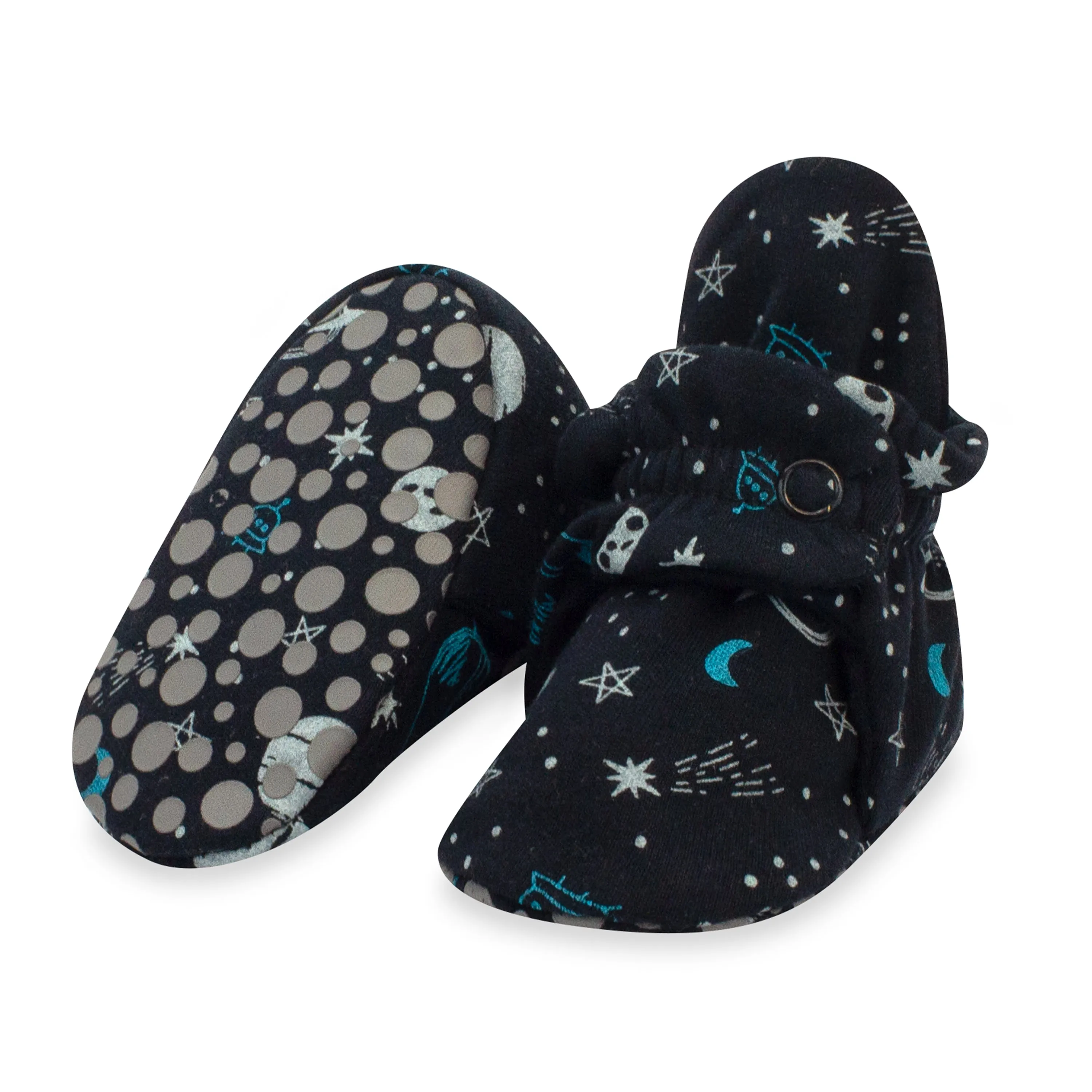 Outer Space Organic Cotton Gripper Baby Bootie