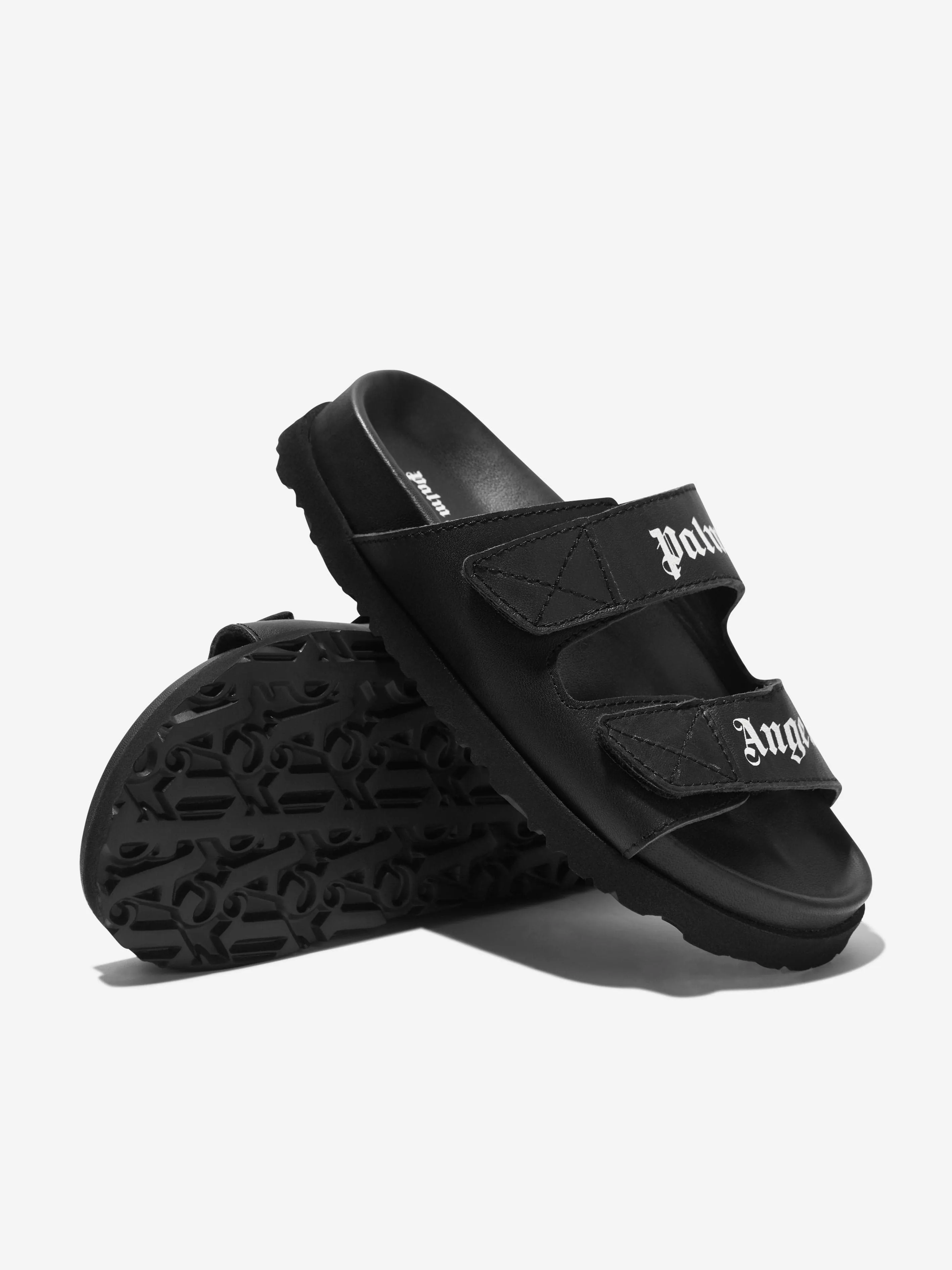 Palm Angels Kids Logo Sandals in Black