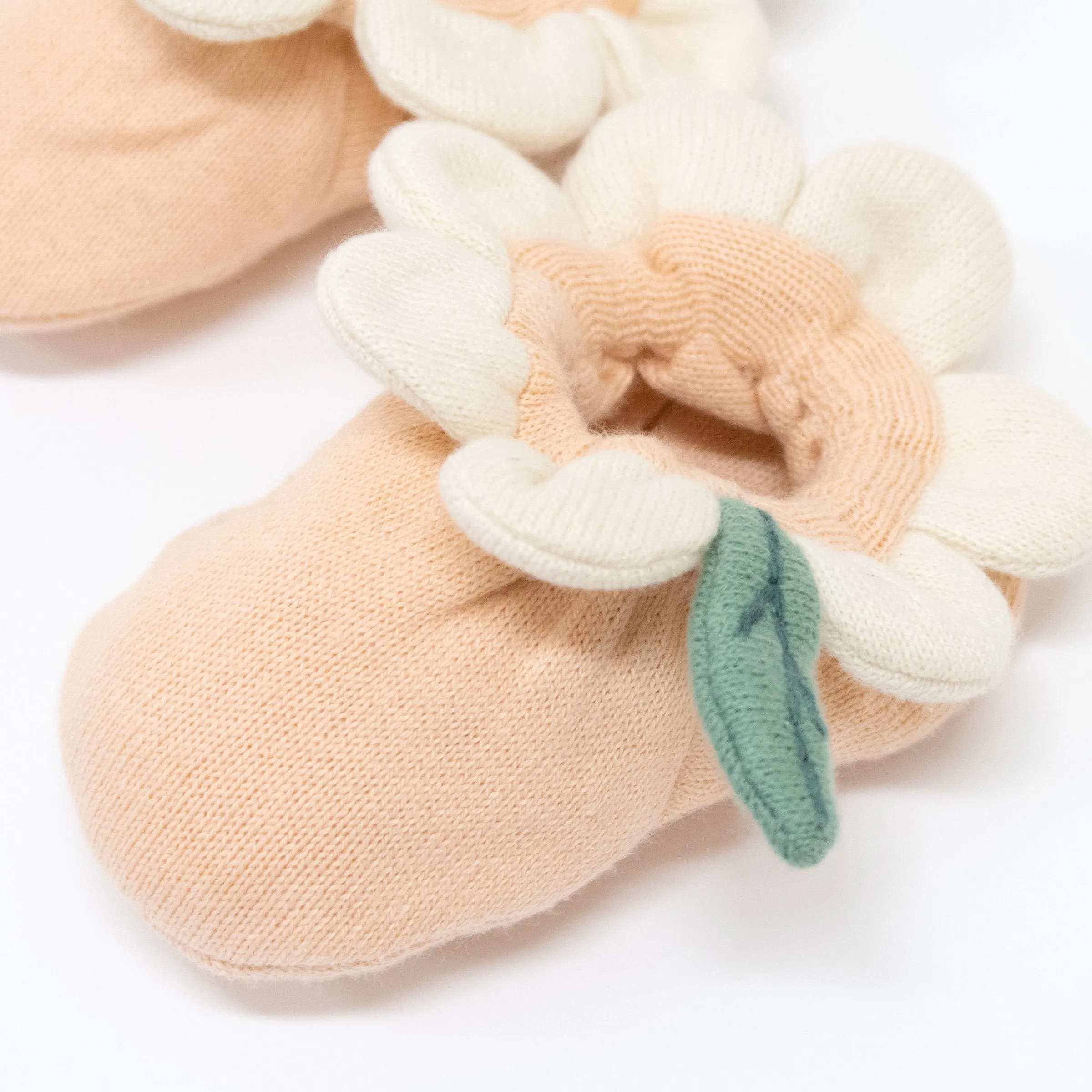 Peach Daisy Baby Booties