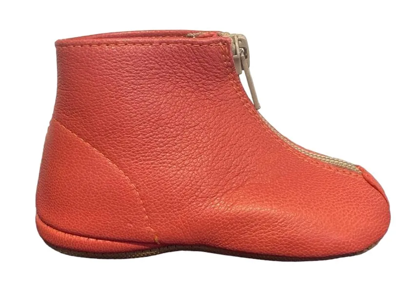 Pepe Malaga Fragola Coral Leather Zipper Booties