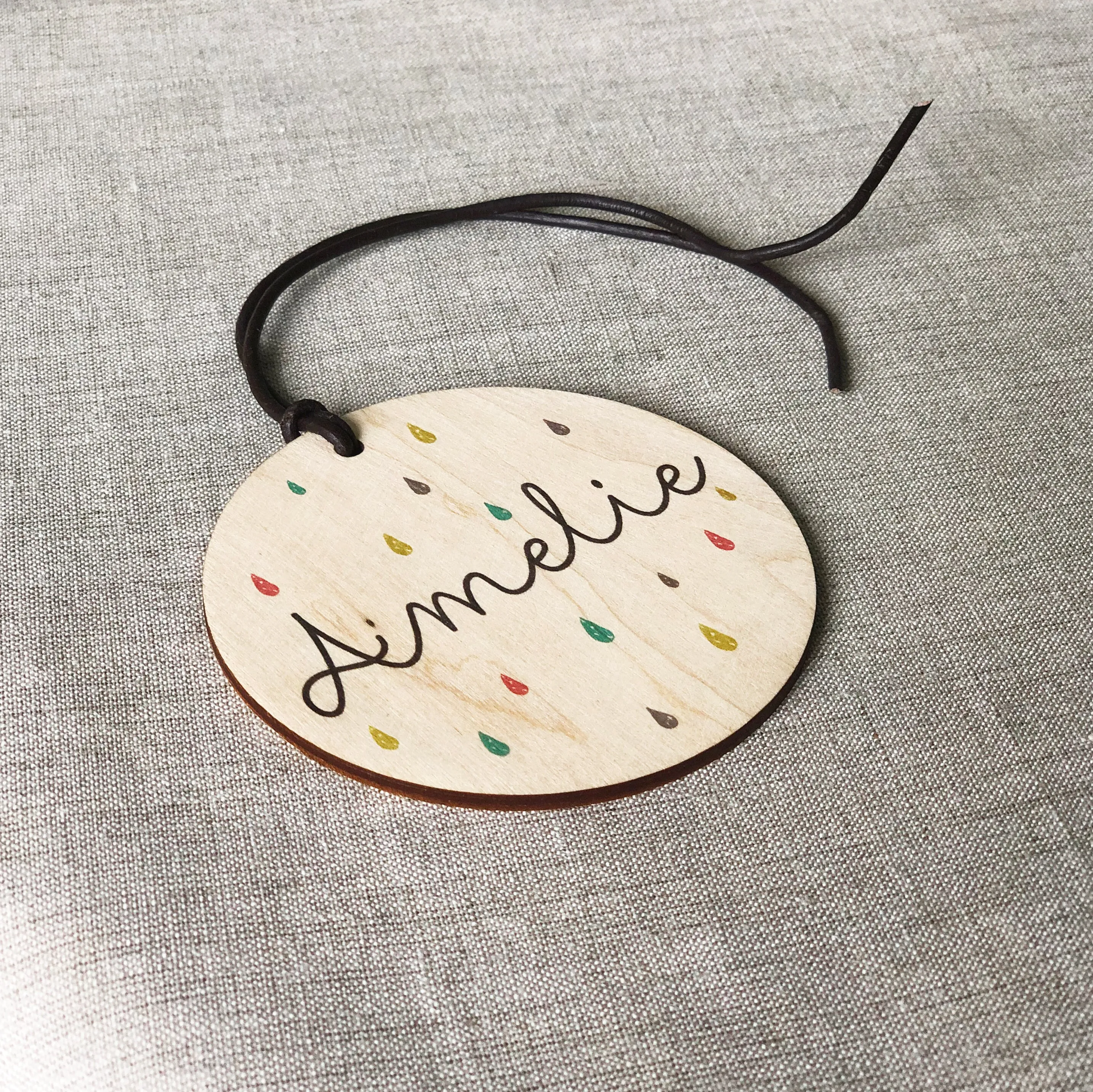 Personalised Rain Drops Baby Bag Tag