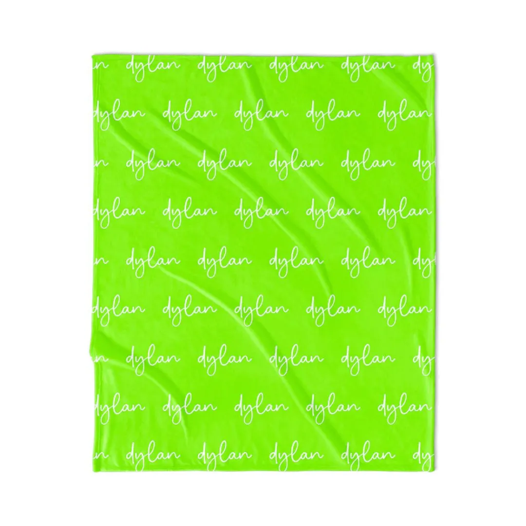 PERSONALIZED NAME BLANKET - SCRIPT - LIME GREEN