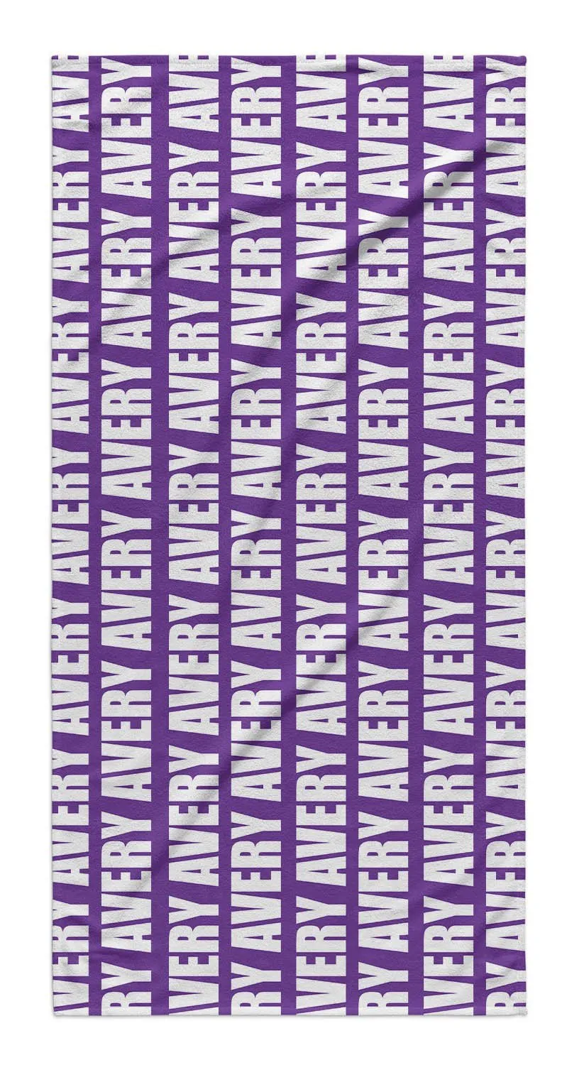 PERSONALIZED REPEAT PREMIUM BEACH TOWEL - BOLD