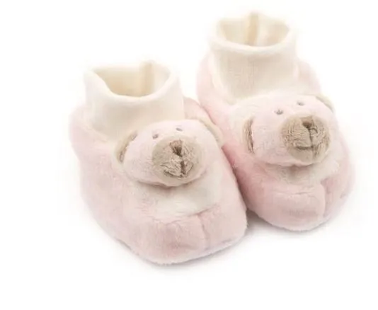 Pink Bear Baby Booties