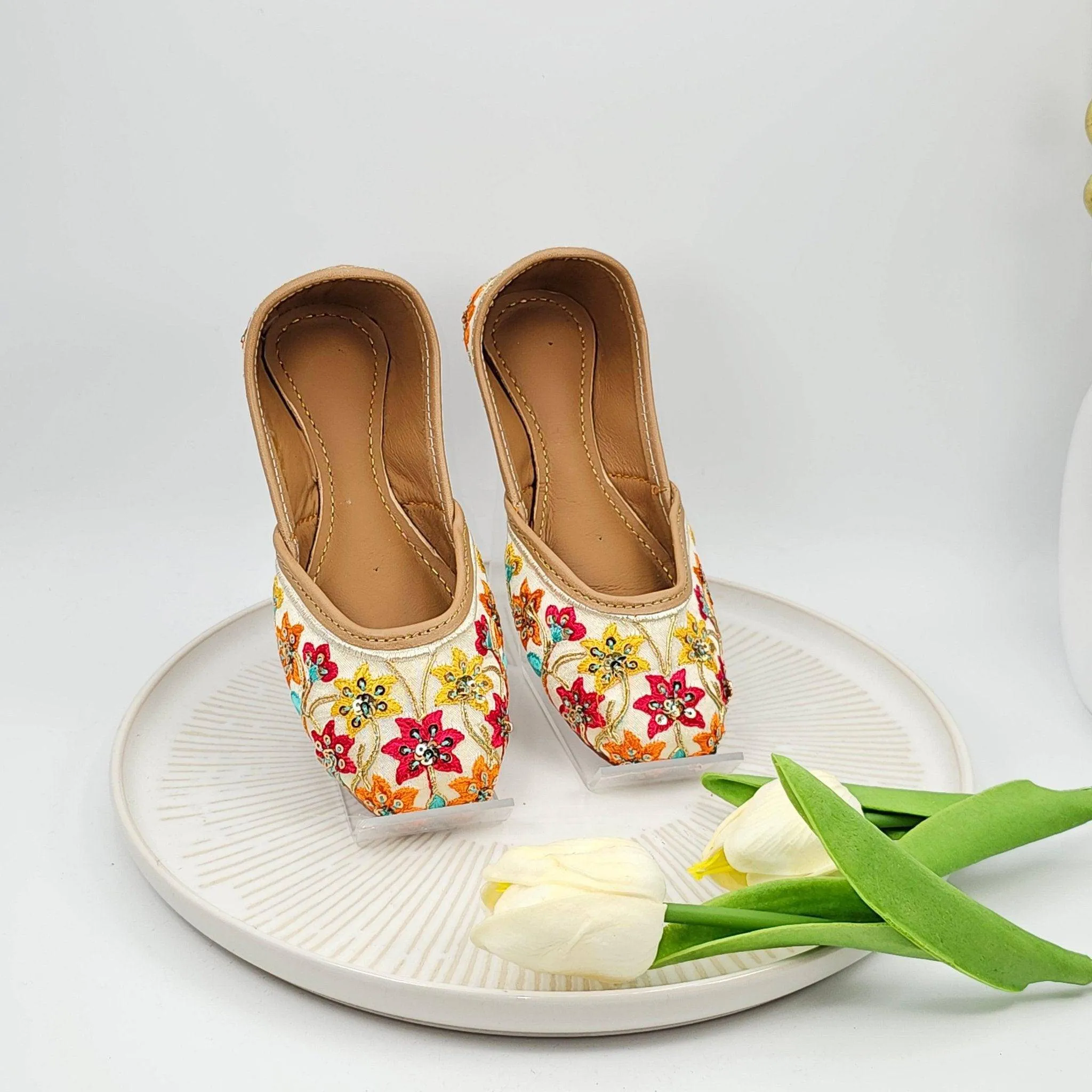 Poppy Multicolour Embroidered Jutti - Kids