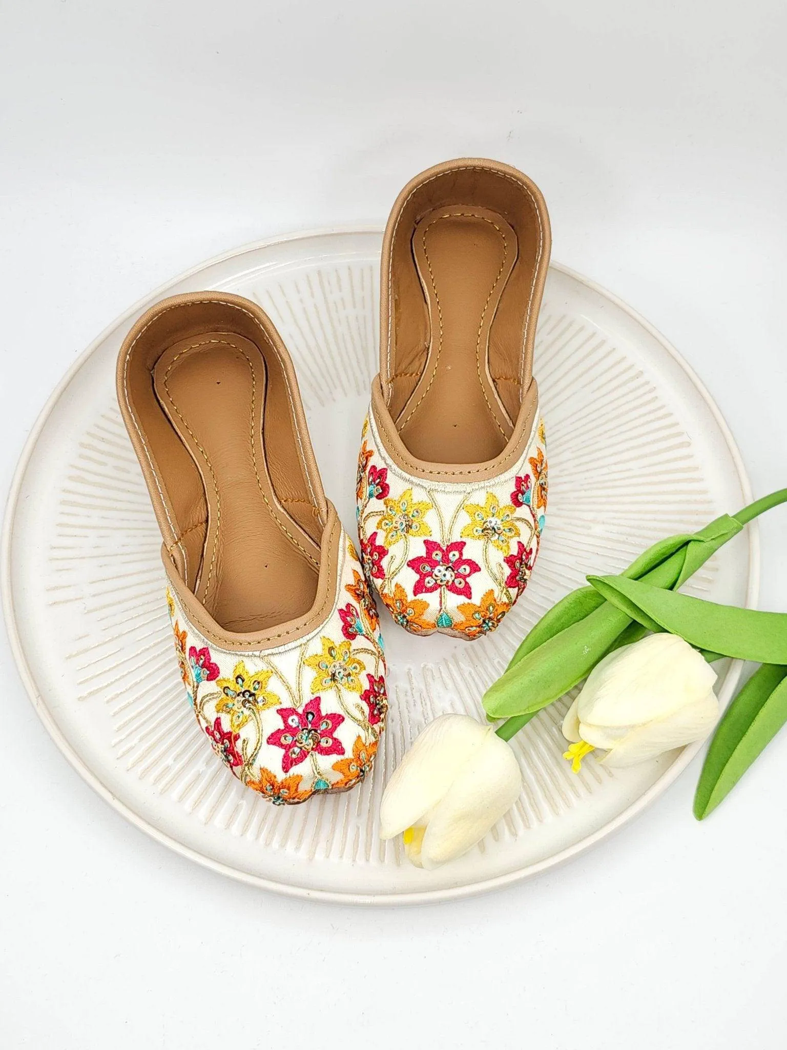 Poppy Multicolour Embroidered Jutti - Kids