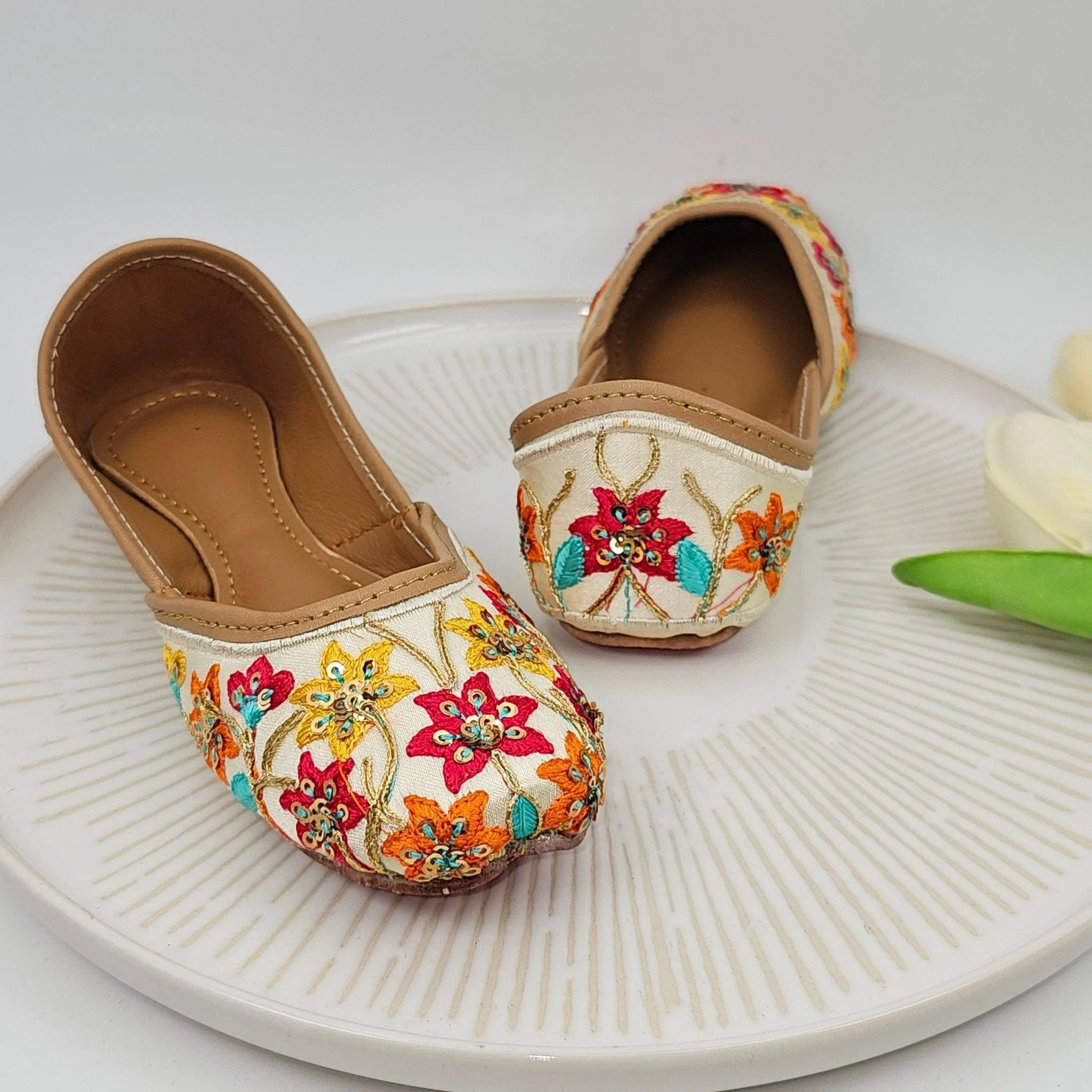 Poppy Multicolour Embroidered Jutti - Kids