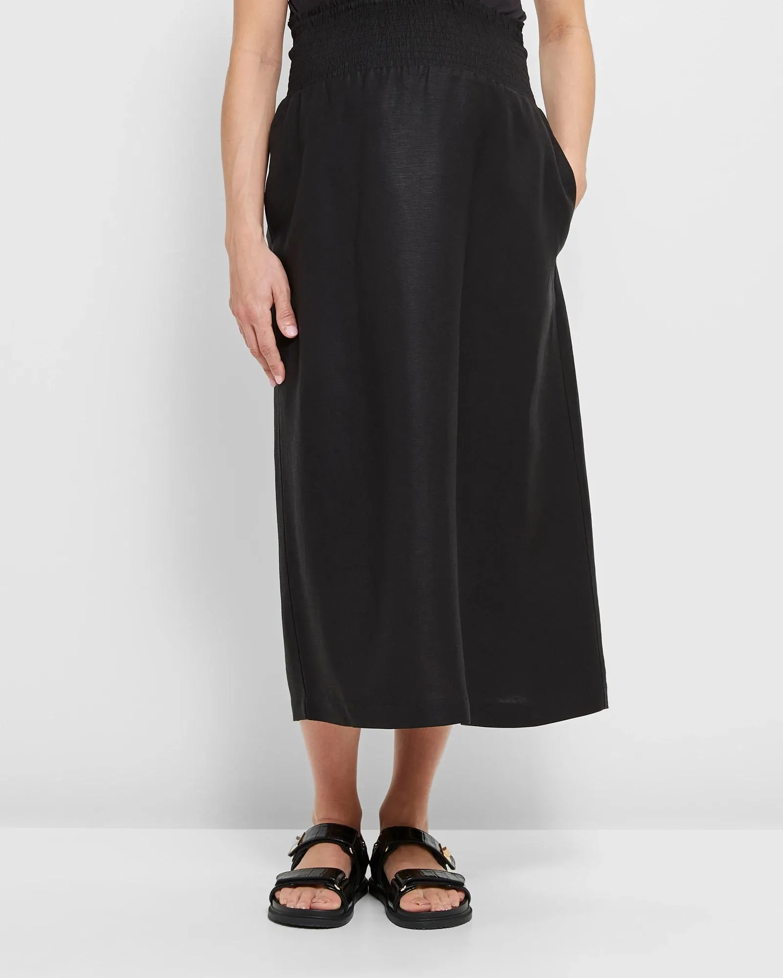 popular  Maternity Linen Blend Skirt - Black