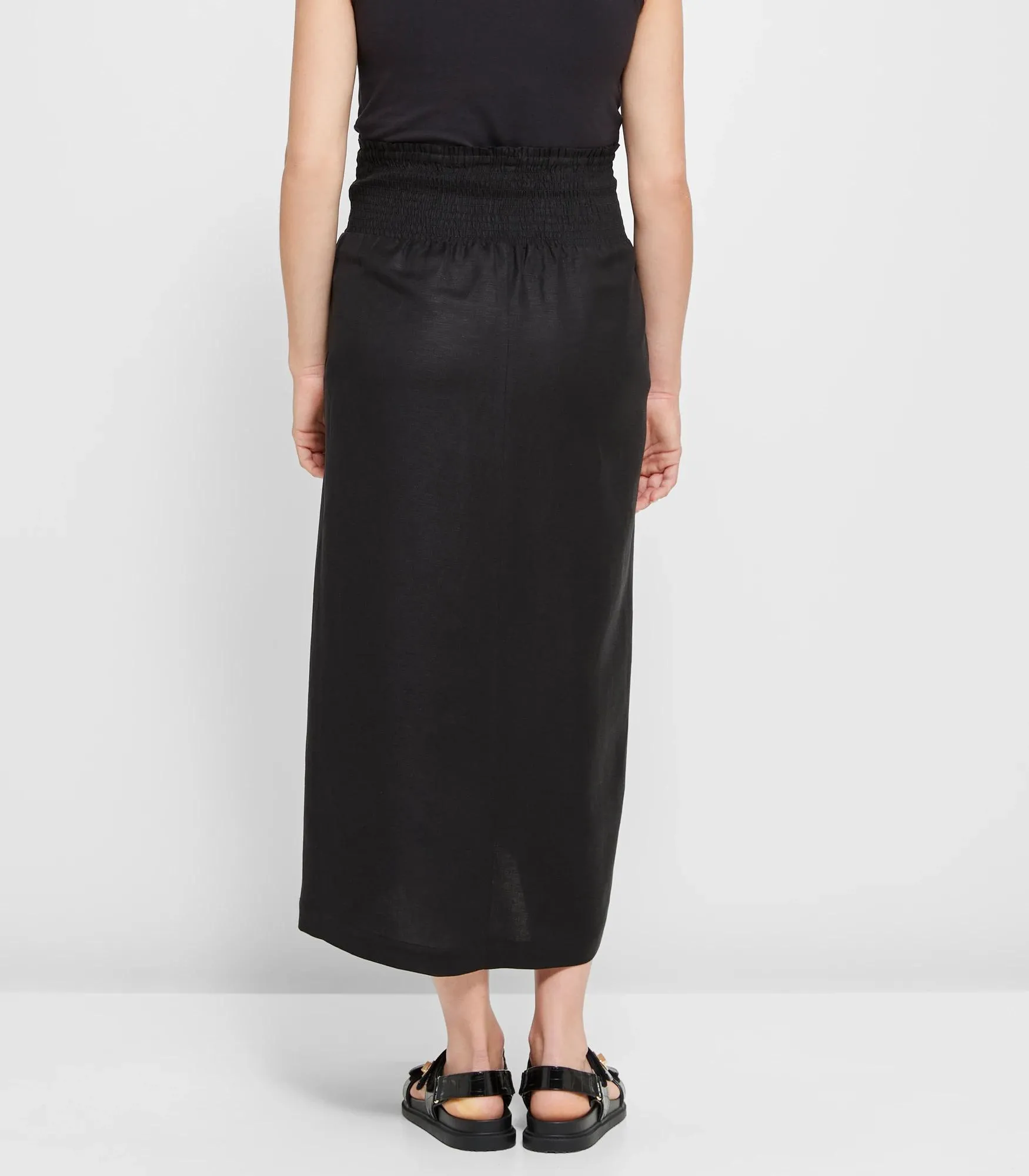 popular  Maternity Linen Blend Skirt - Black