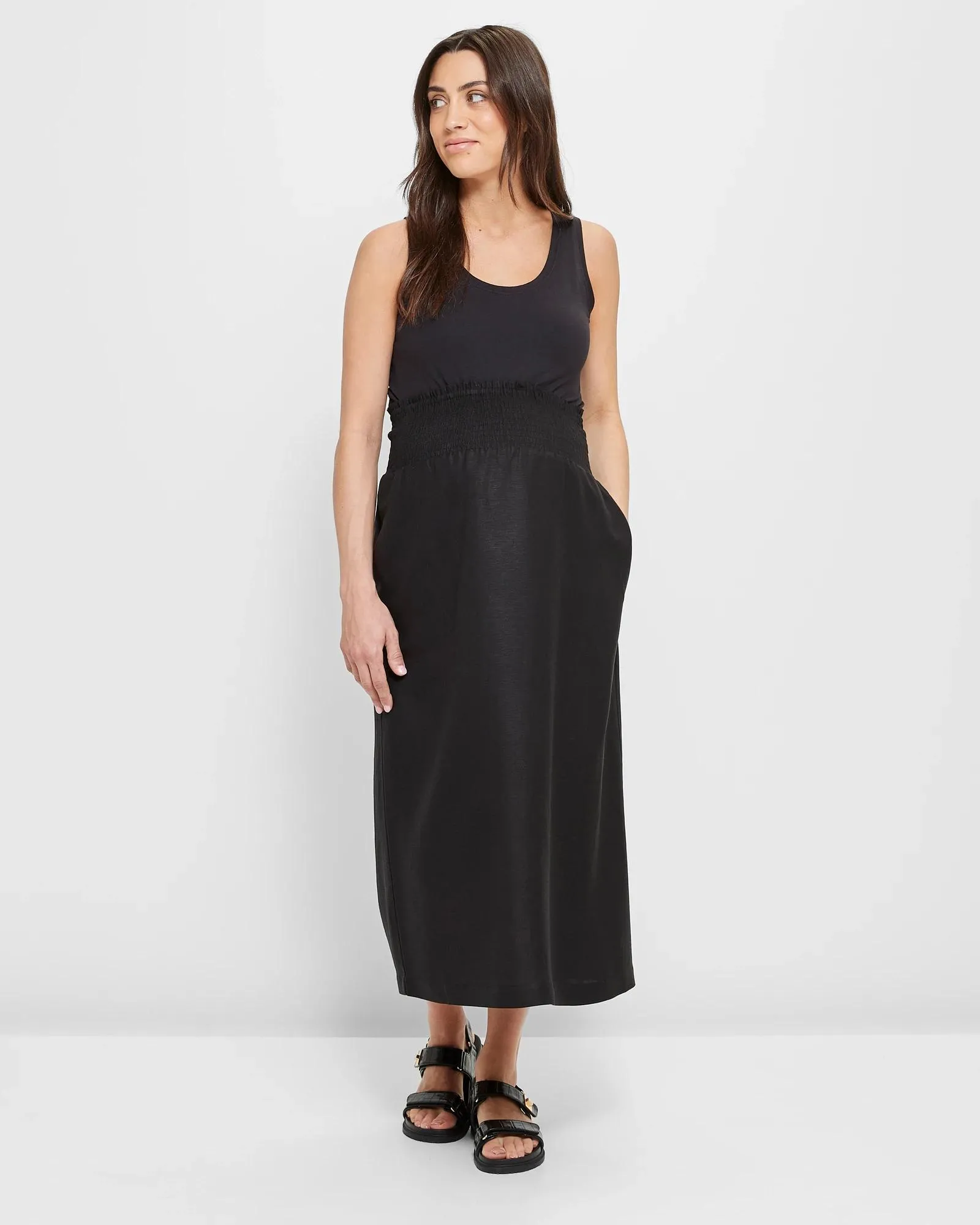 popular  Maternity Linen Blend Skirt - Black