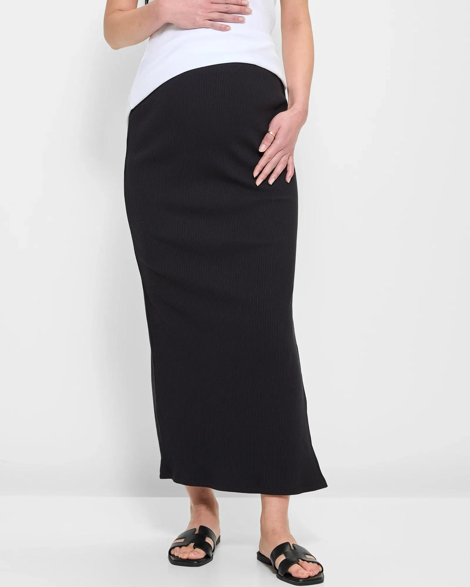 popular  Maternity Ribbed Midi Skirt