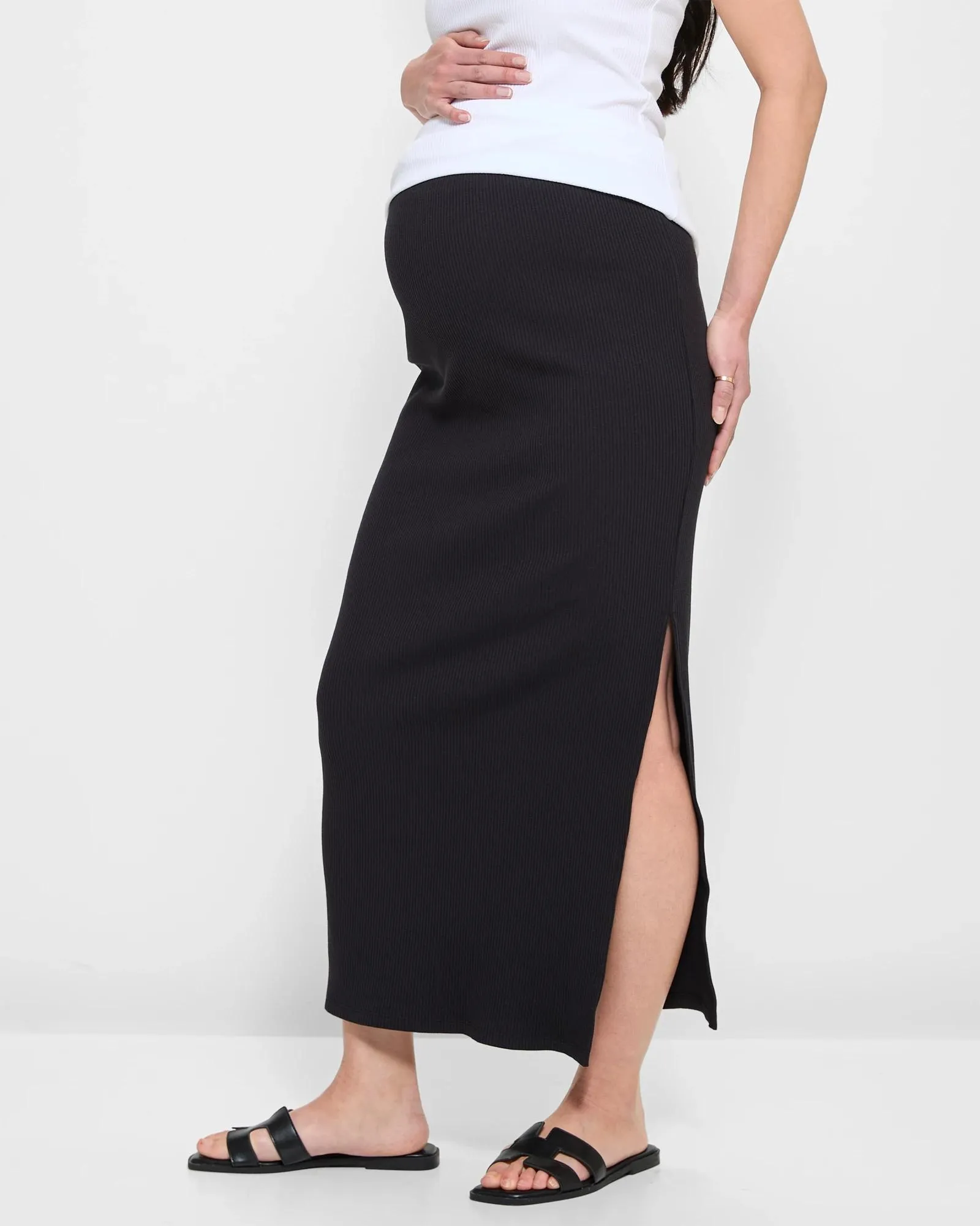 popular  Maternity Ribbed Midi Skirt