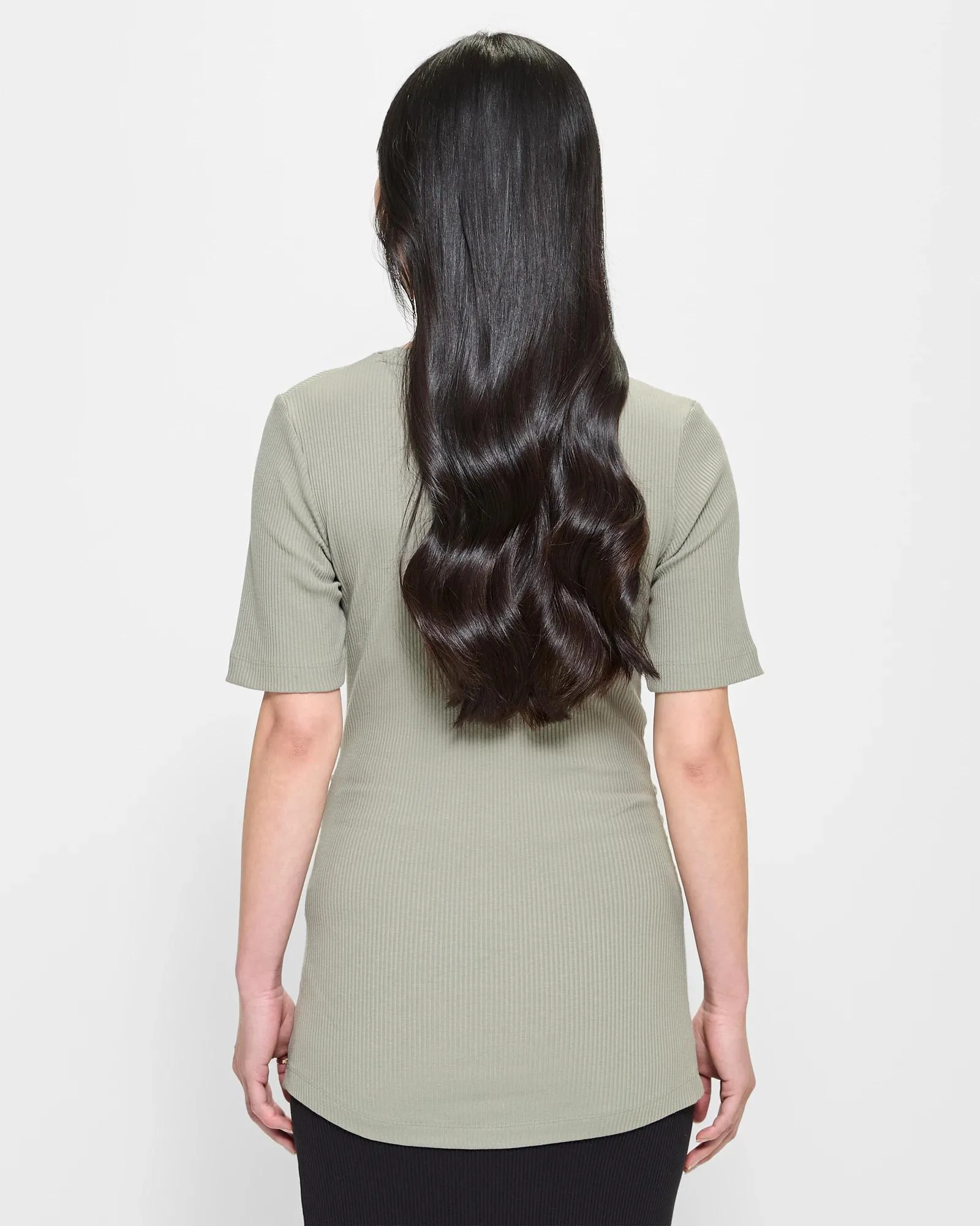 popular  Maternity Ribbed Scoop Neck T-Shirt - Vetiver Green