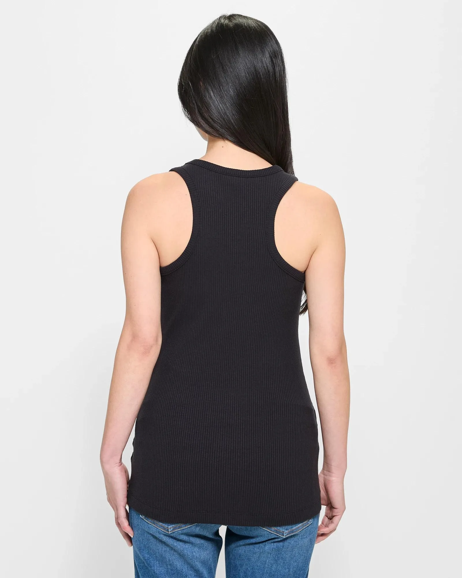 popular  Maternity Ribbed Tank Top - Black