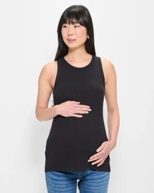 popular  Maternity Ribbed Tank Top - Black