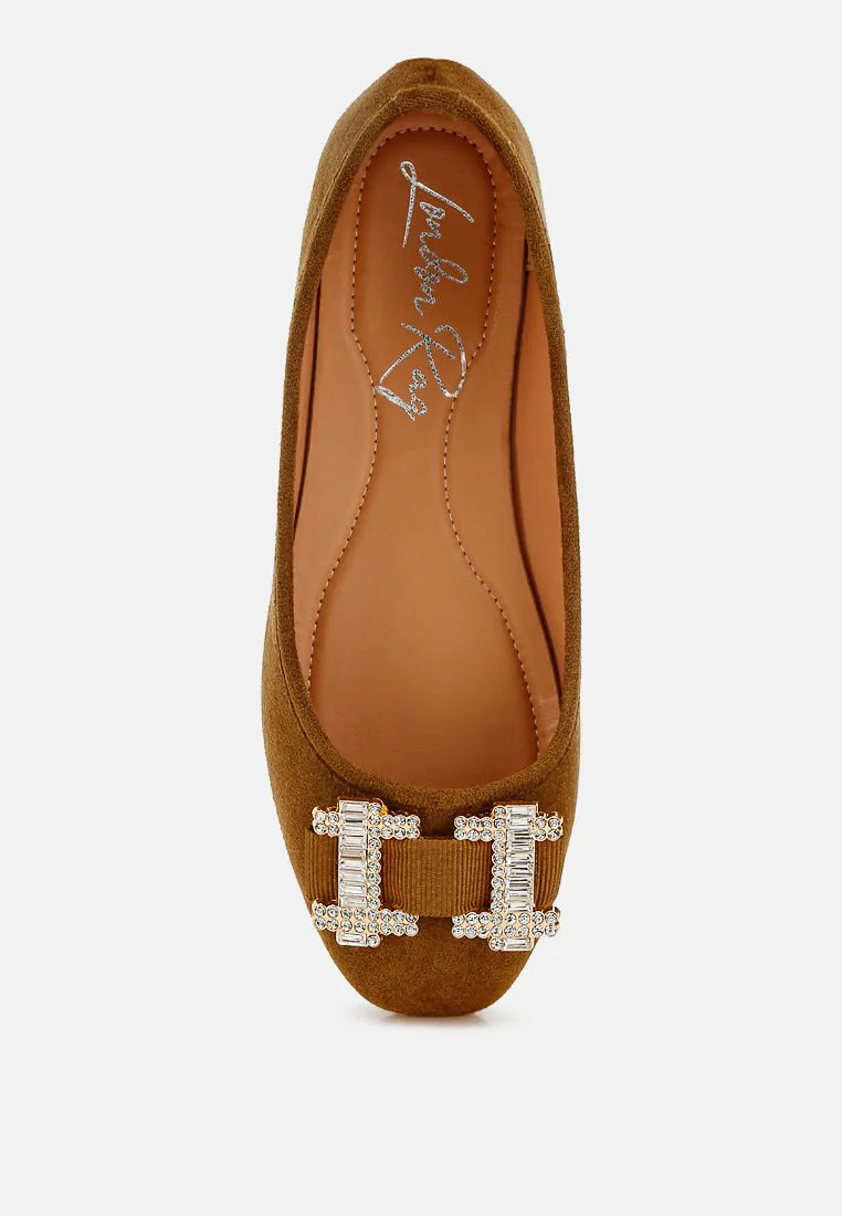 Prajik Rhinestone Buckle Detail Ballerinas