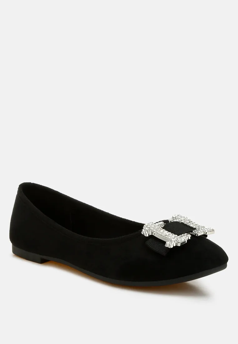 Prajik Rhinestone Buckle Detail Ballerinas