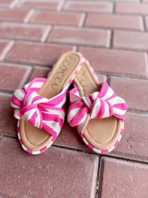 Rachael Lined Pink Stripe Bow Sandal