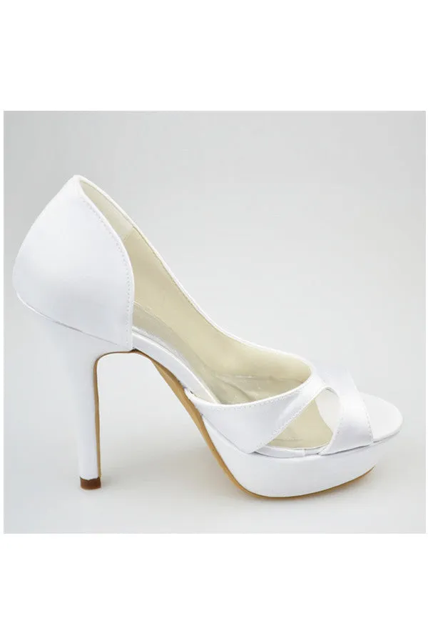 Real Nice White High Heel Peep Toe Satin Best Women Shoes S130