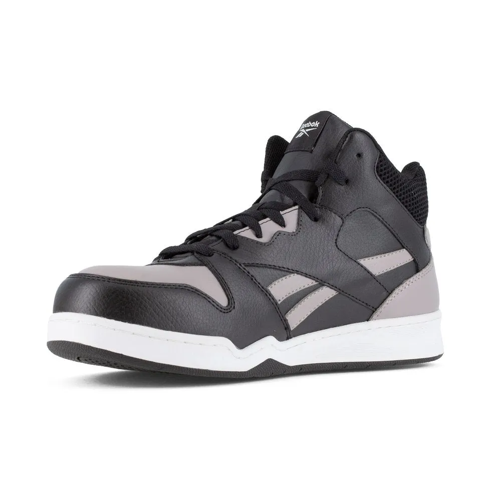 Reebok Men's High Top Bb4500 Work Sneaker Composite Toe Rb4131 In Grey And Black