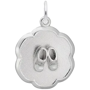 Rembrandt Charms - Baby Booties on Scalloped Disc Charm - 0945