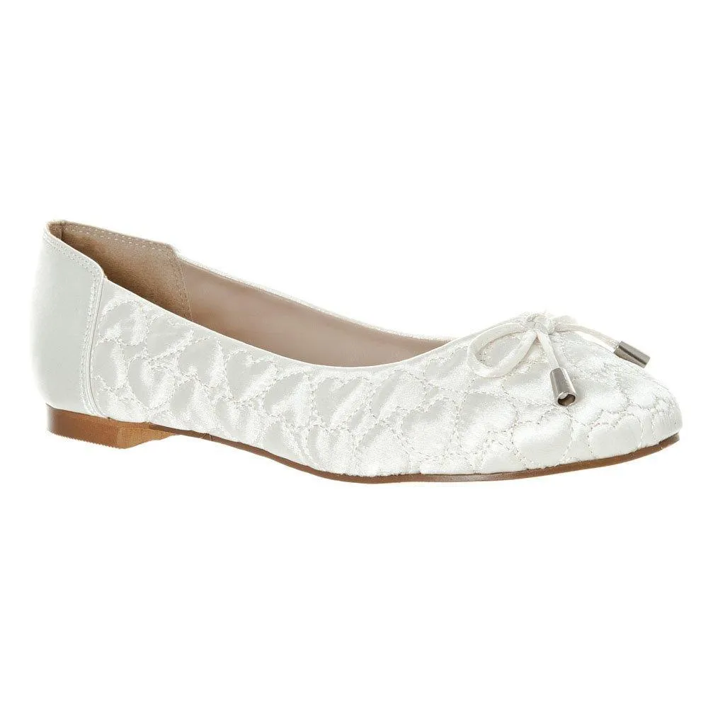 Ripple Flat Satin Ballerina Pump With Bow Detail