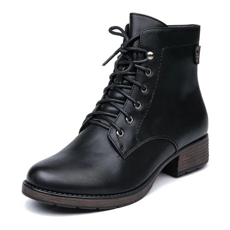 Round Toe Women Lace up Ankle Boots