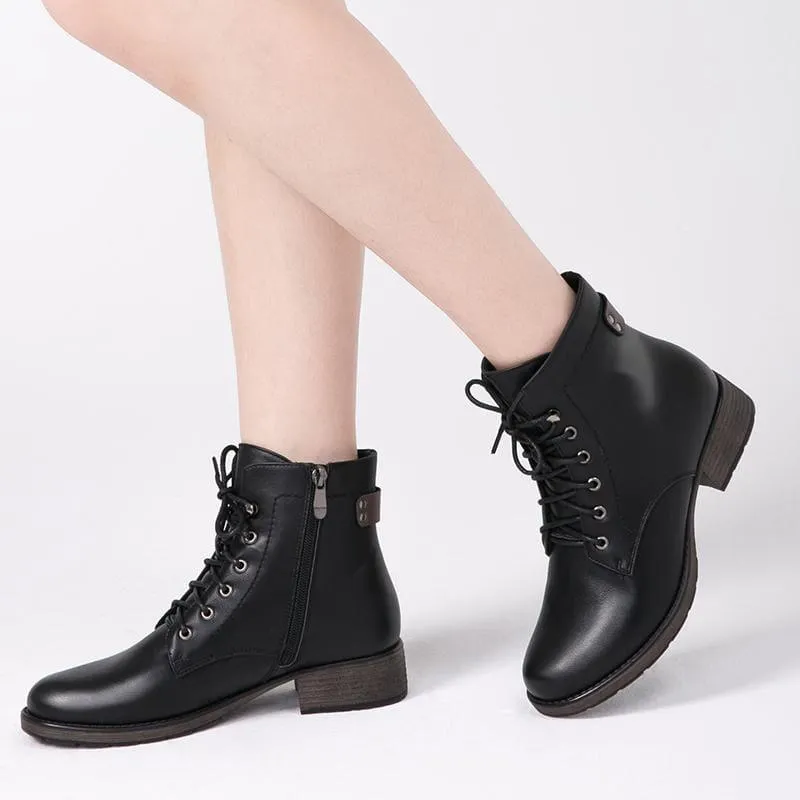 Round Toe Women Lace up Ankle Boots