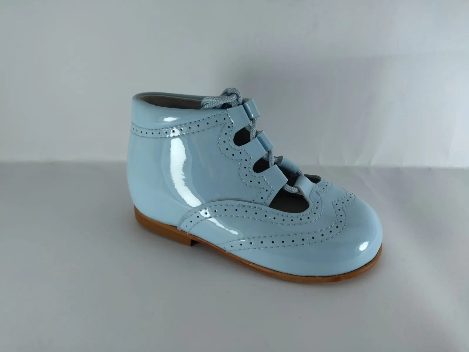 Shawn & Jeffery Baby Blue Patent Summer Open Booties