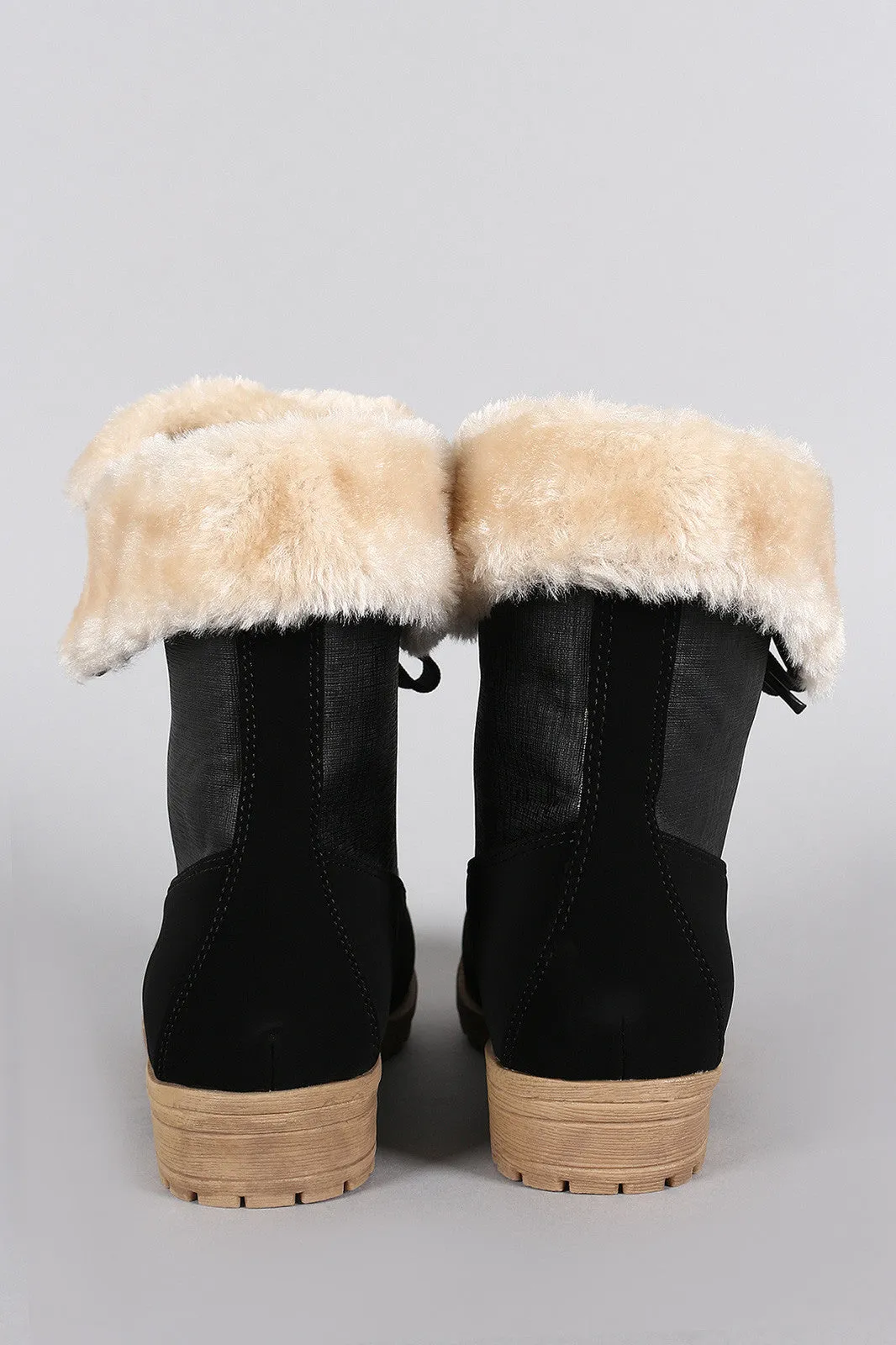 Shearling Cuff Hiking Ankle Boots