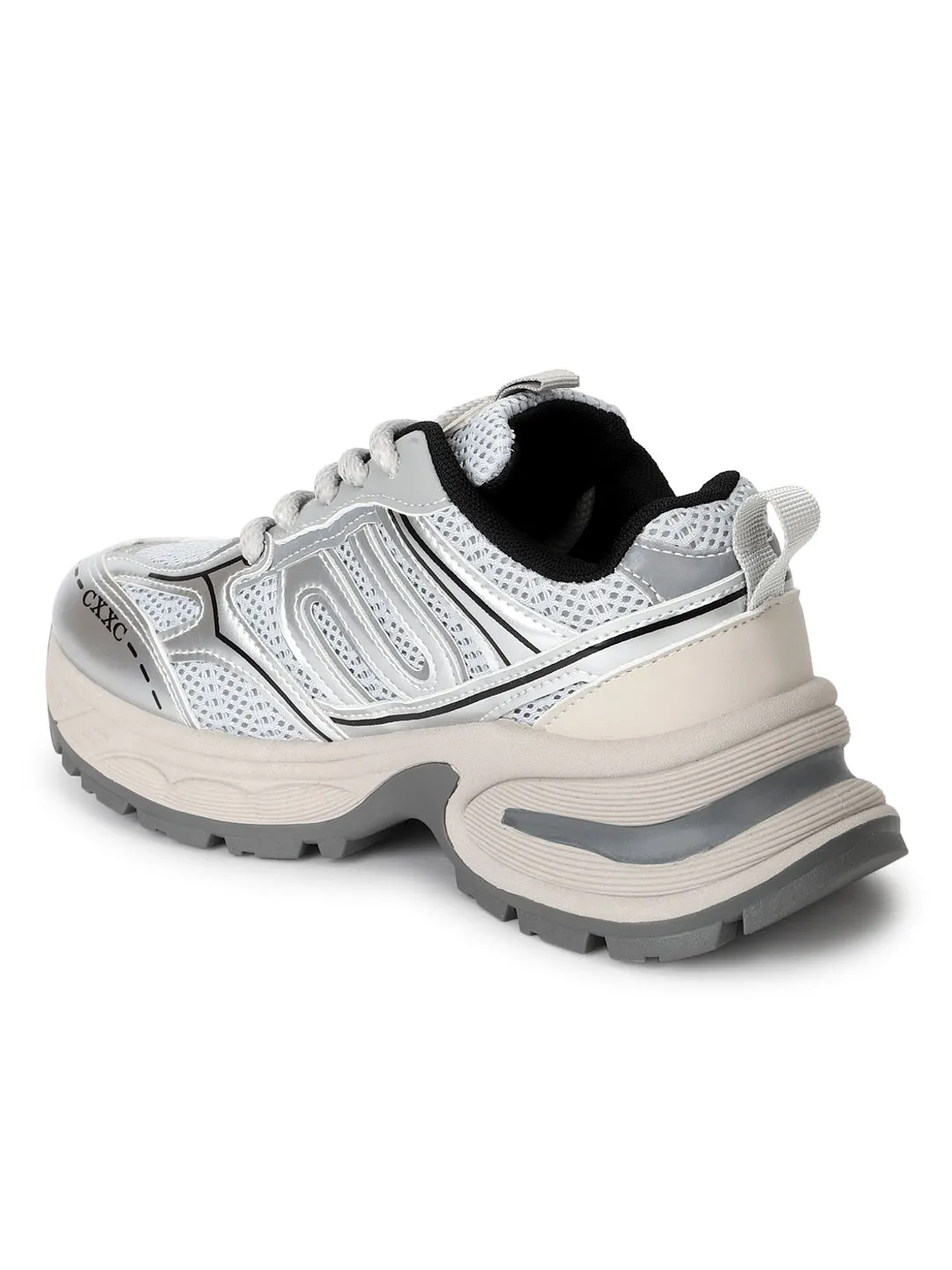 Silver Grey Mesh Lace-Up Sneakers (TC-RS3650-SILGRY)