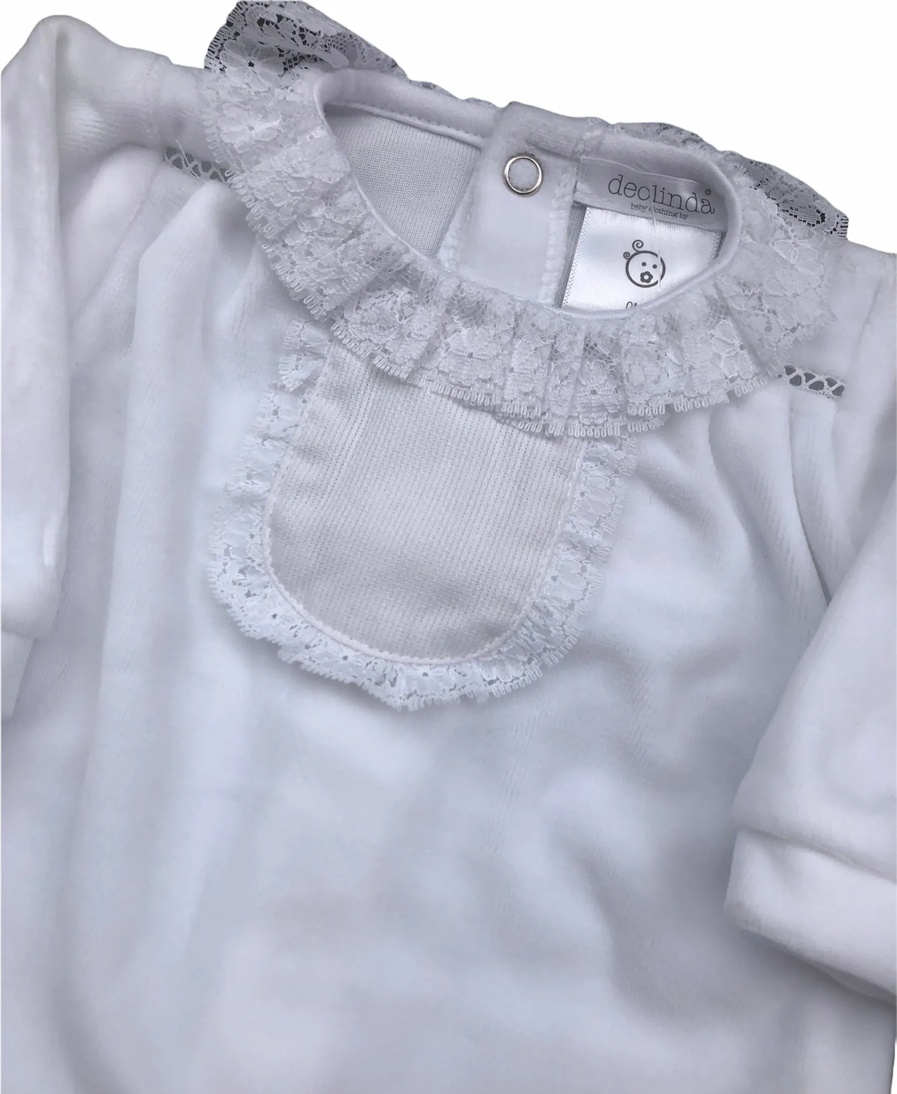 Stunning Neutral White Babygrow with Lace - DB121338