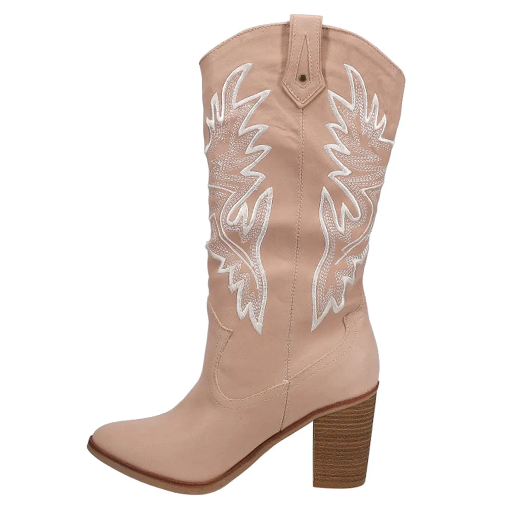 Taley Embroidery Round Toe Cowboy Boots