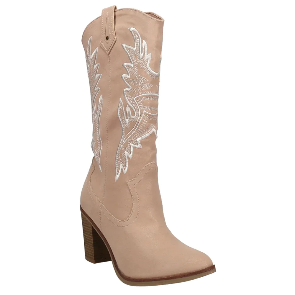 Taley Embroidery Round Toe Cowboy Boots