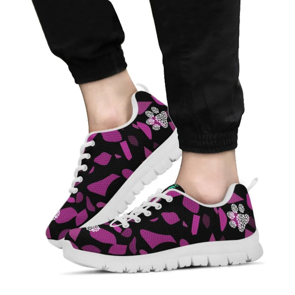 Terra Pattern Pink with Pawprints - Women's Sneakers