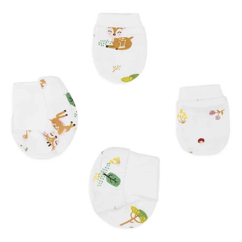 Tiny Toes Trio Cap Mitten & Booties Set : Pack of 6 (Safari Blossom)