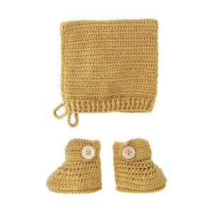 Turmeric Crochet Bonnet & Booties Set