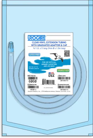 Urocare 6060 Clear-Vinyl Extension Tube, 60" With Adaptor & Cap Sterile