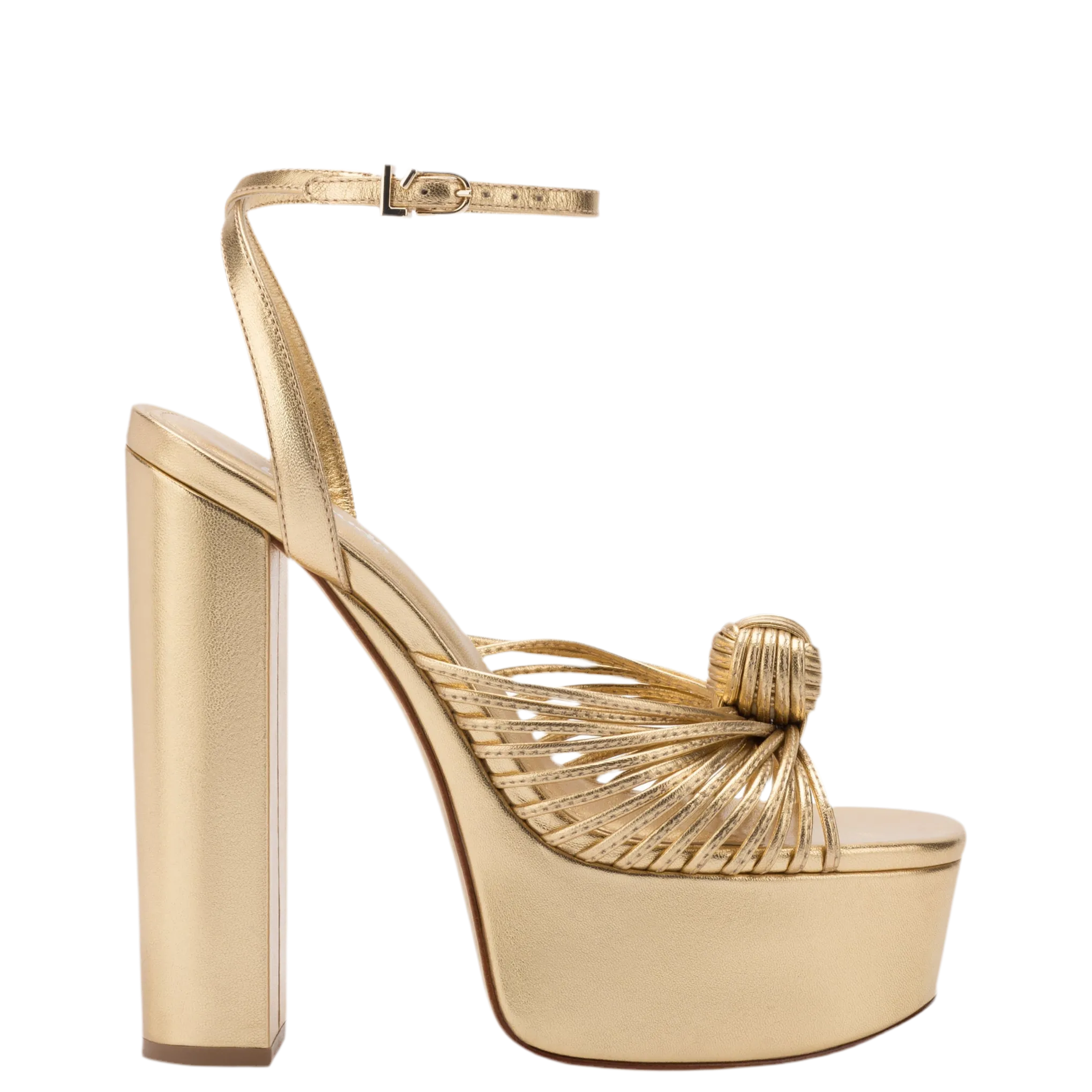 Valerie Platform Sandal In Gold Metallic Leather by Larroudé