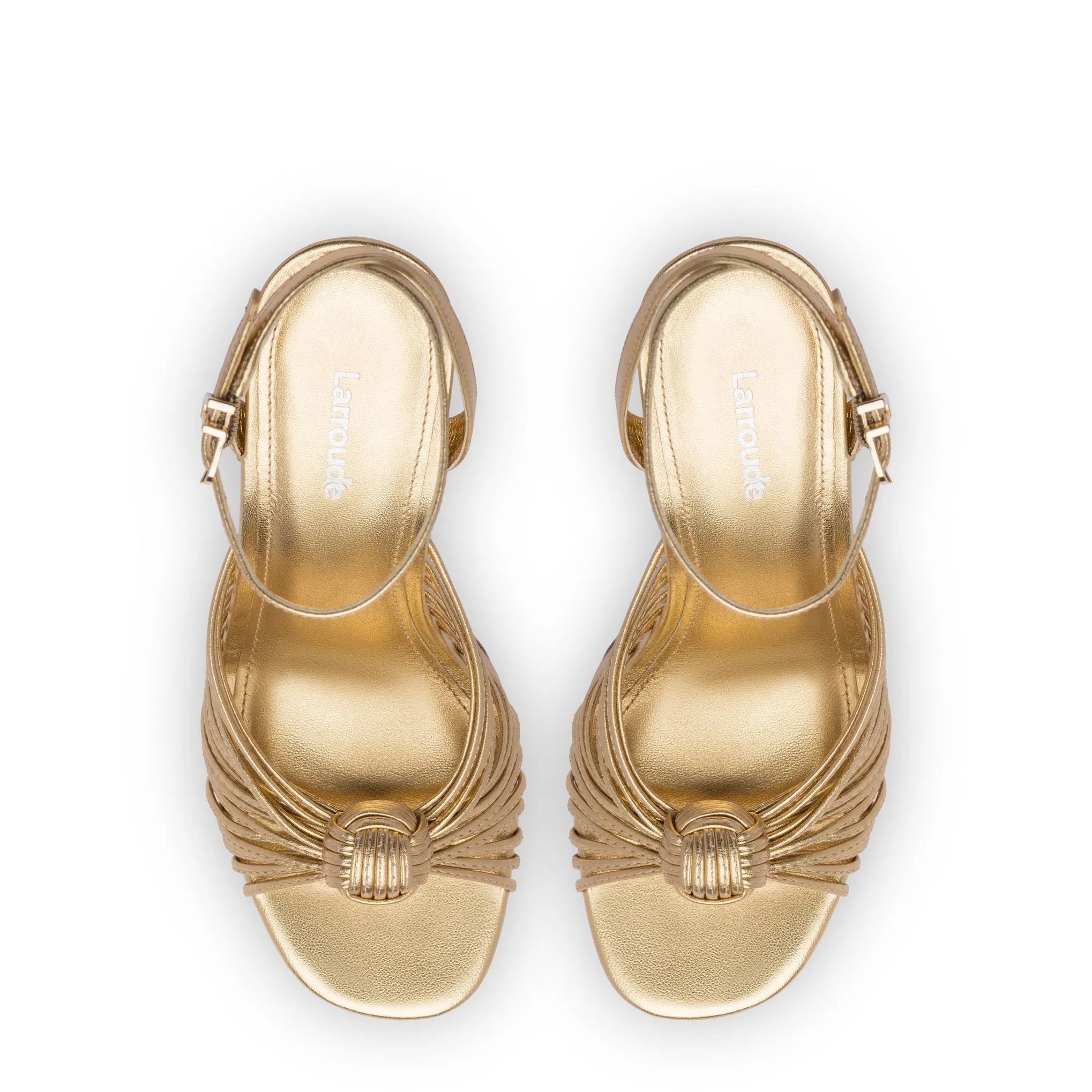 Valerie Platform Sandal In Gold Metallic Leather by Larroudé